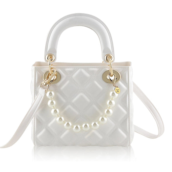 PEARL QUILTED JELLY PURSE - WHITE