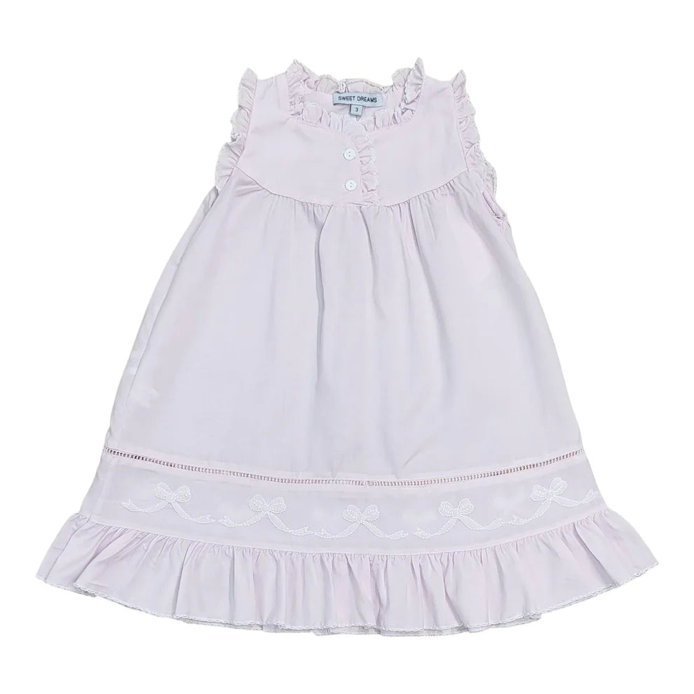 SHADOW STITCH EMBROIDERED BOW PINK GOWN