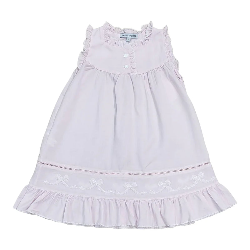 SHADOW STITCH EMBROIDERED BOW PINK GOWN