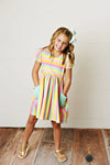POCKET DRESS RAINBOW STRIPES