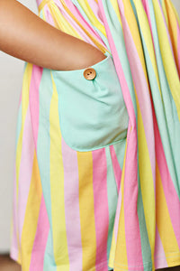 POCKET DRESS RAINBOW STRIPES