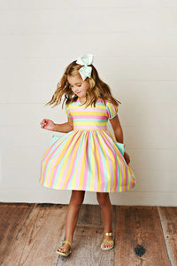 POCKET DRESS RAINBOW STRIPES