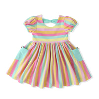 POCKET DRESS RAINBOW STRIPES
