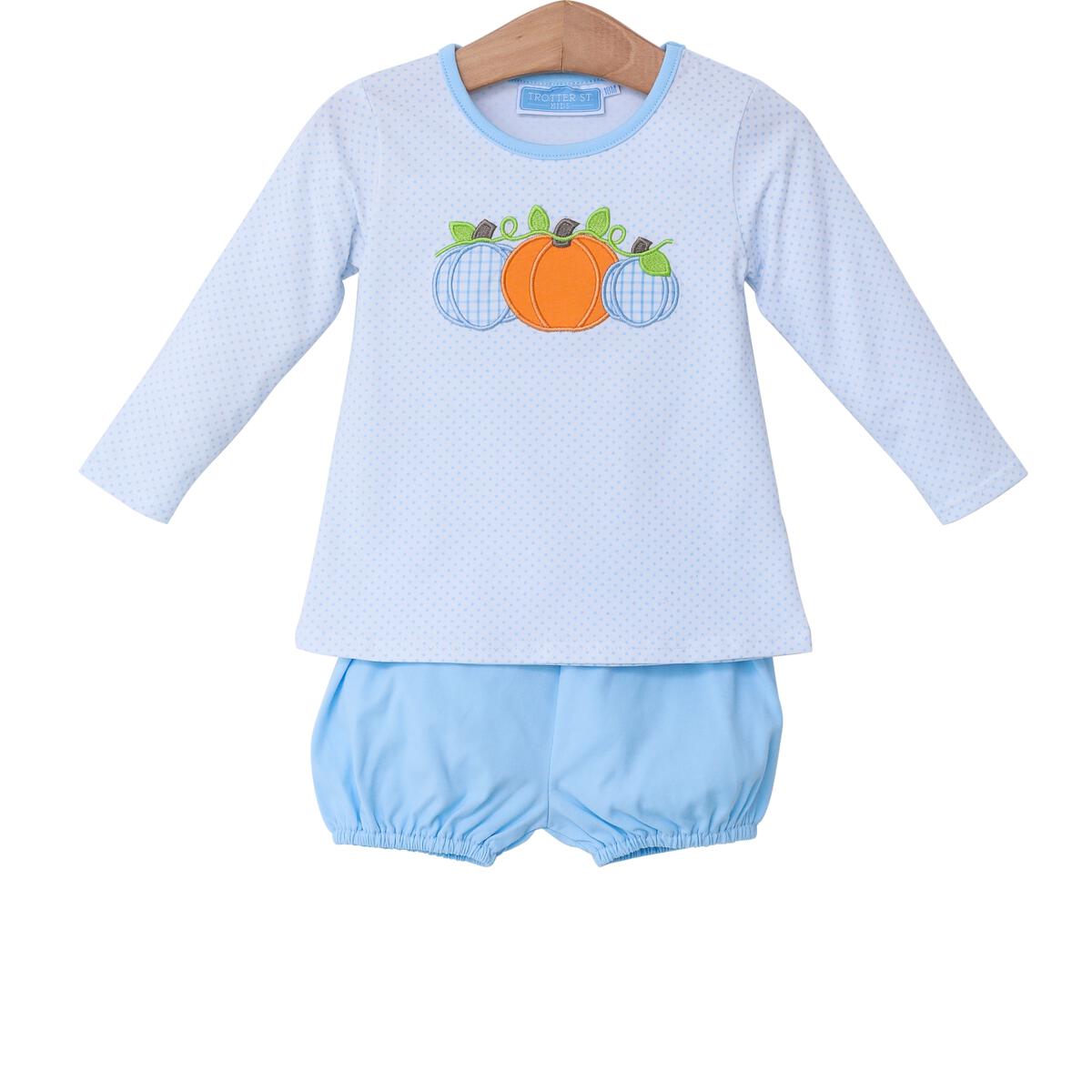 BOYS PUMPKIN TRIO APPLIQUE DIAPER SET