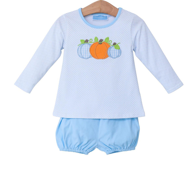 BOYS PUMPKIN TRIO APPLIQUE DIAPER SET