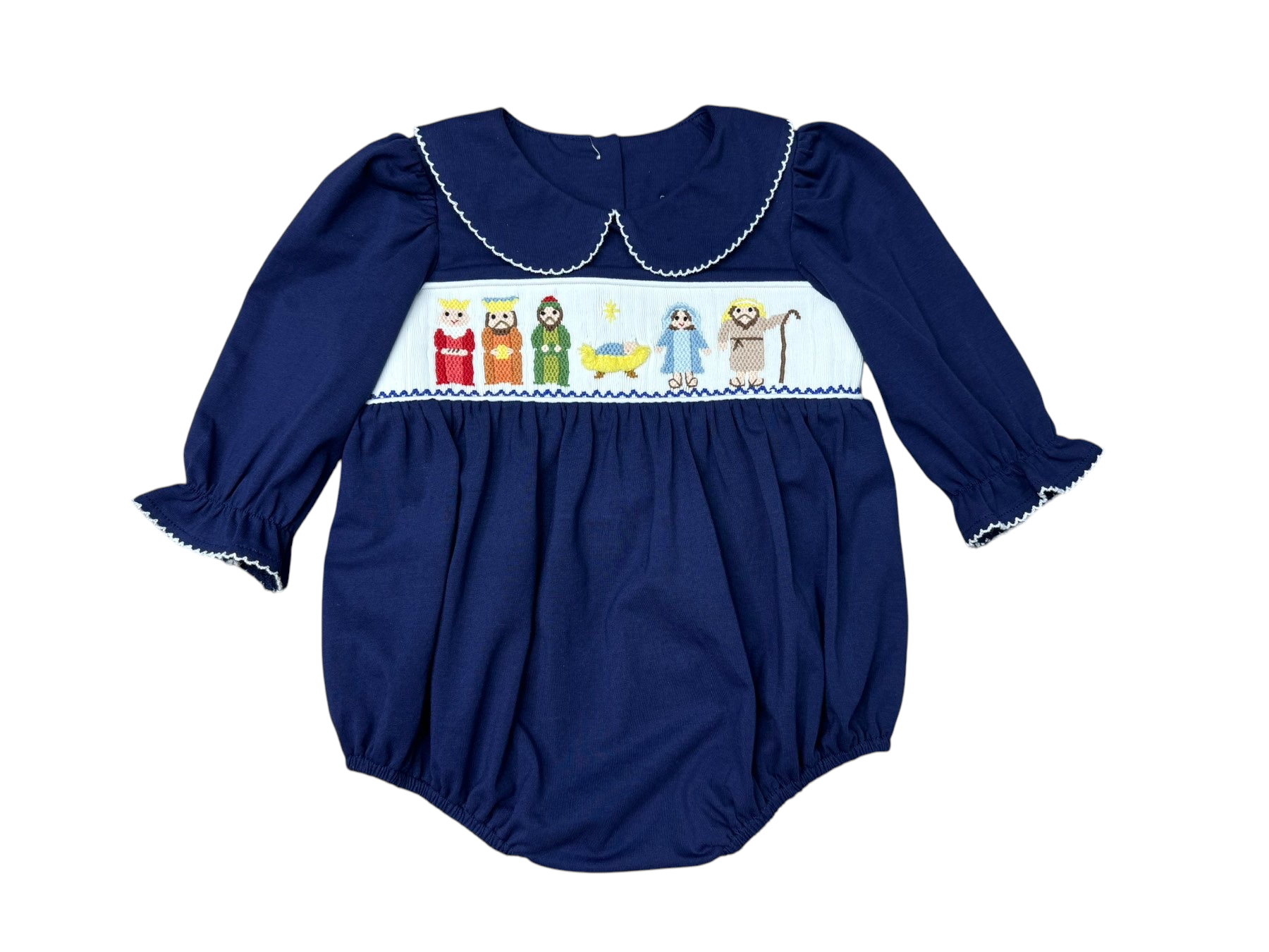 NATIVITY SMOCKED  GIRLS L/S BUBBLE