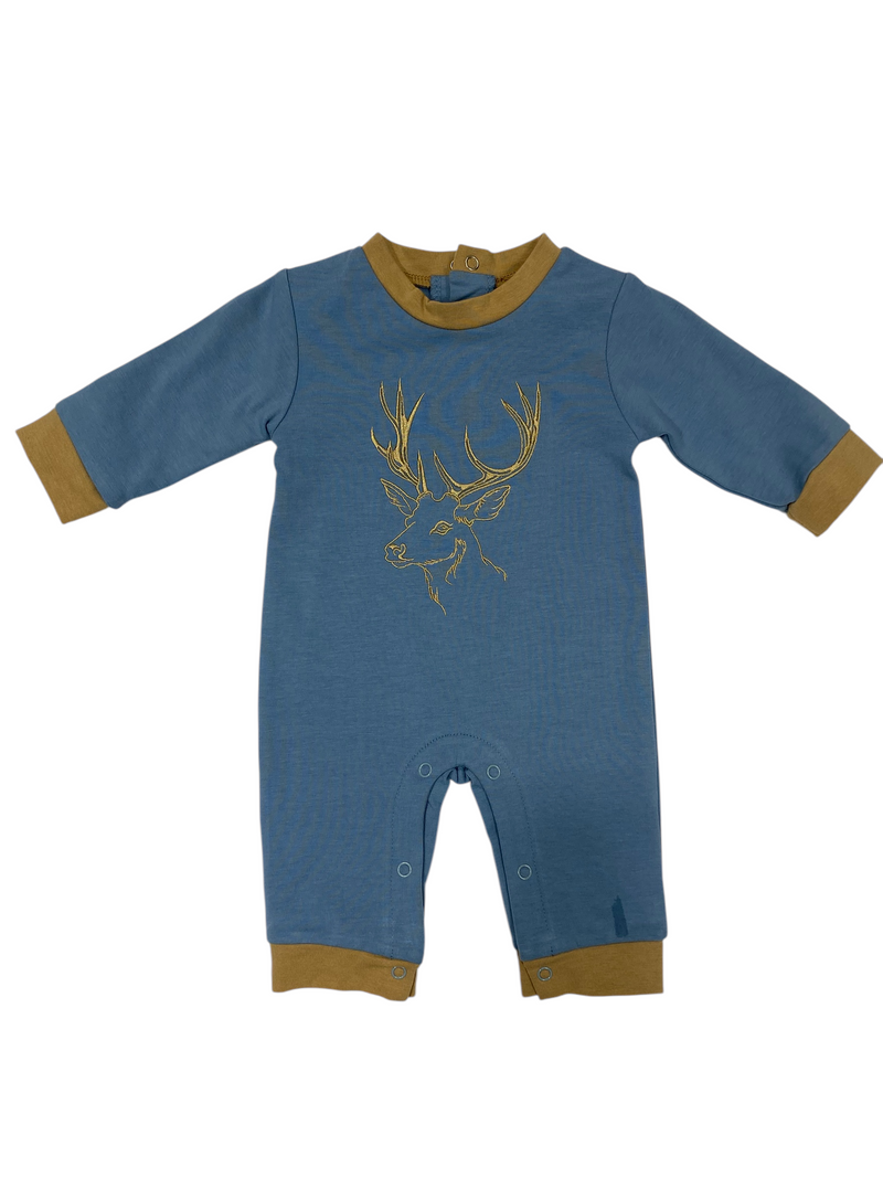 DEER EMBROIDERY BOYS ROMPER
