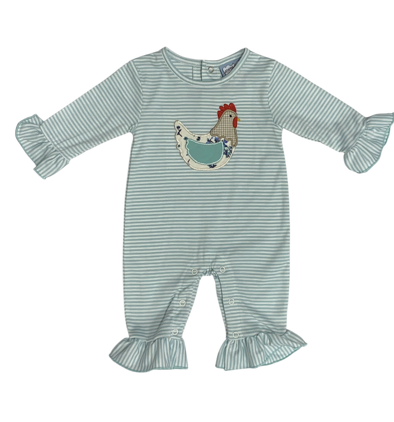 CHICKEN APPLIQUÉ GIRLS ROMPER
