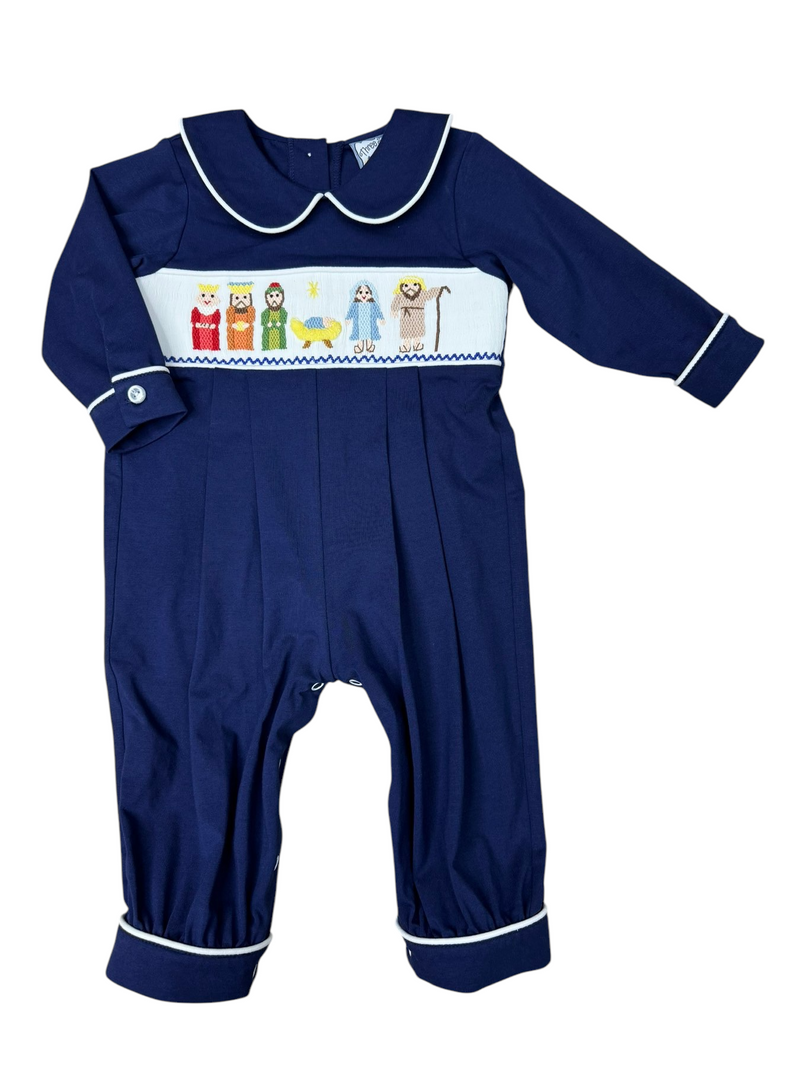 NATIVITY SMOCKED BOY BUBBLE  LONGALL