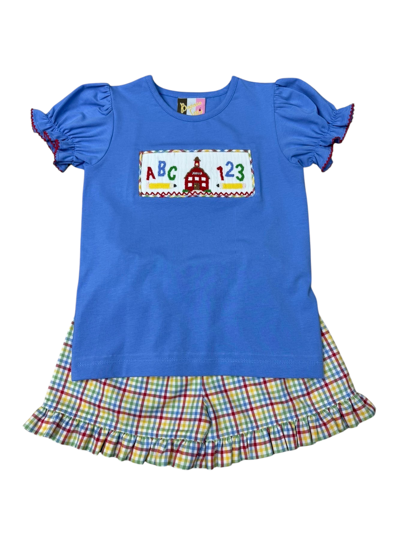 SCHOOL DAYS SMOCKED GIRLS SHORT SET