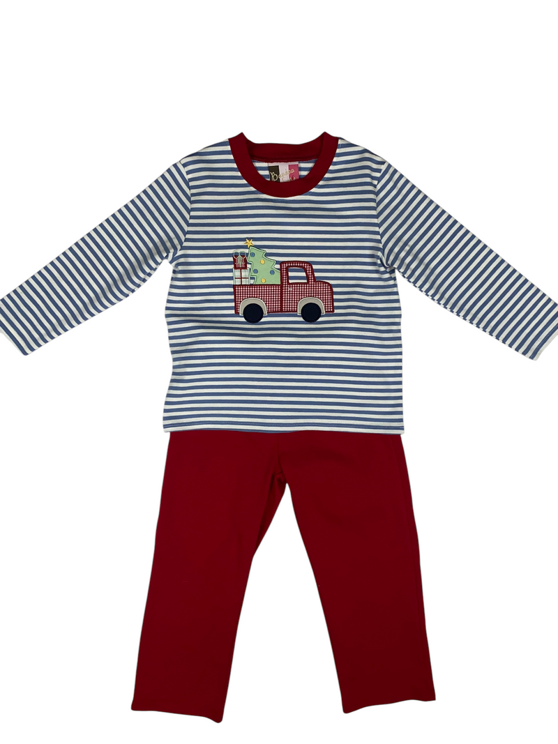 CHRISTMAS TRUCK APPLIQUÉ PANT SET