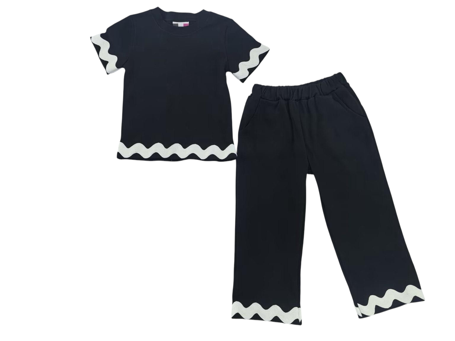 CAMILA RIC RAC PANT SET - BLACK
