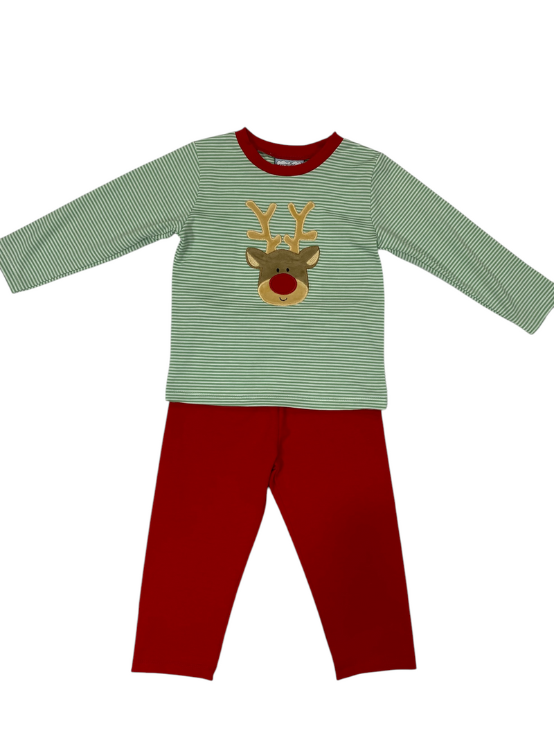 REINDEER APPLIQUÉ  BOYS PANT SET