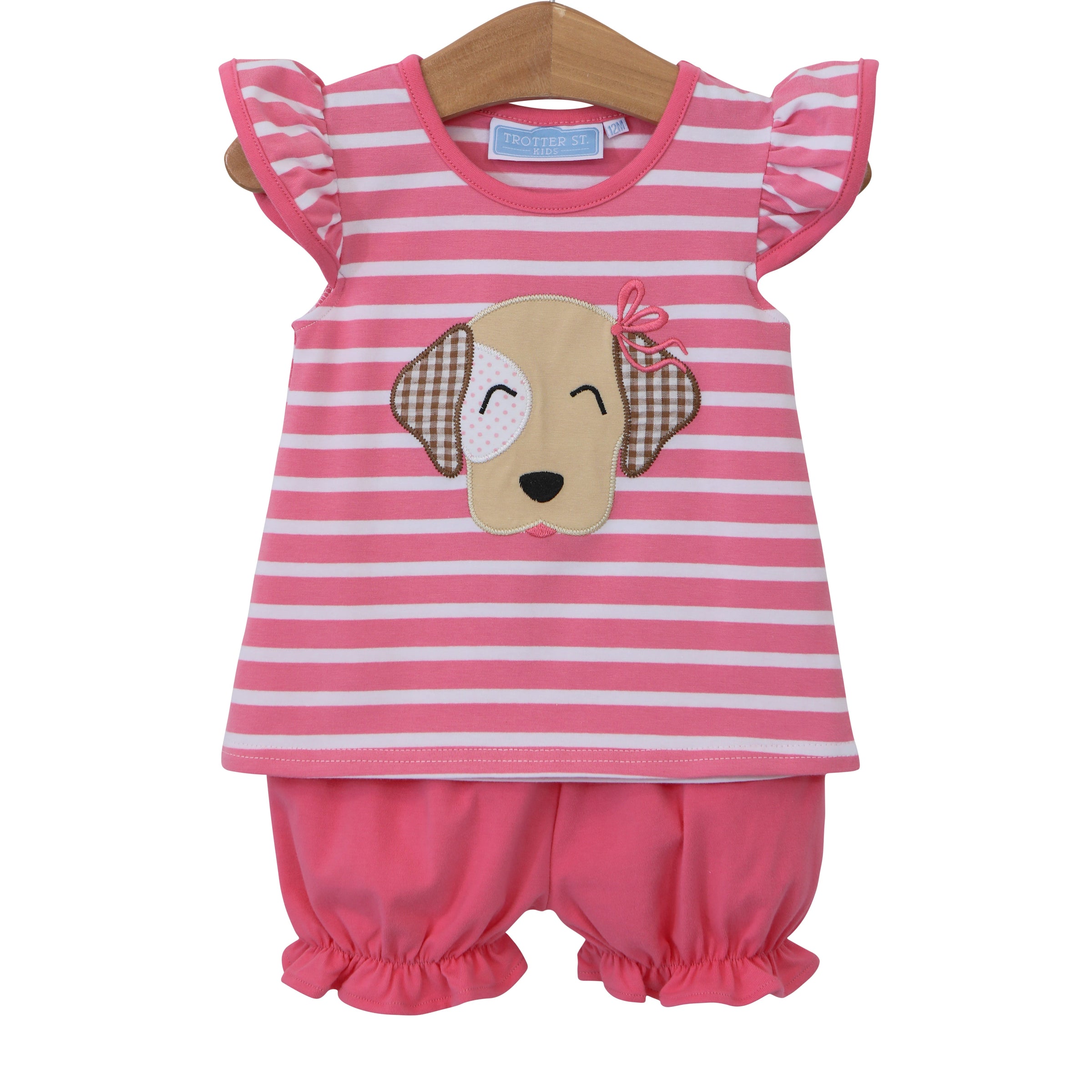 PUPPY APPLIQUE GIRLS BLOOMER SET