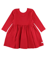 LONG SLEEVE KNIT TWIRL DRESS RED