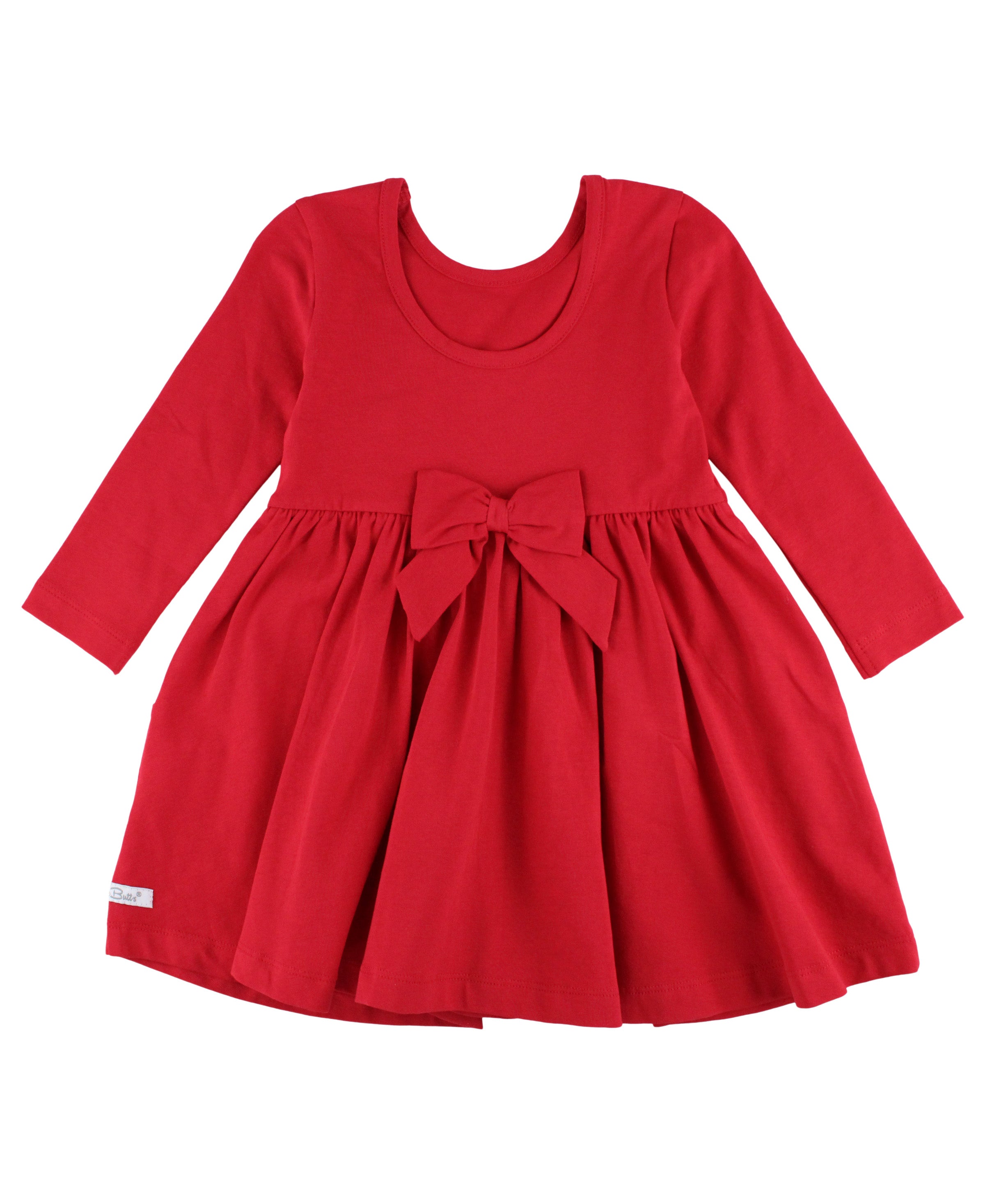 LONG SLEEVE KNIT TWIRL DRESS RED