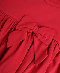 LONG SLEEVE KNIT TWIRL DRESS RED