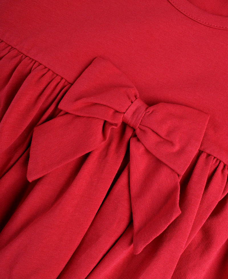 LONG SLEEVE KNIT TWIRL DRESS RED