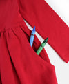 LONG SLEEVE KNIT TWIRL DRESS RED