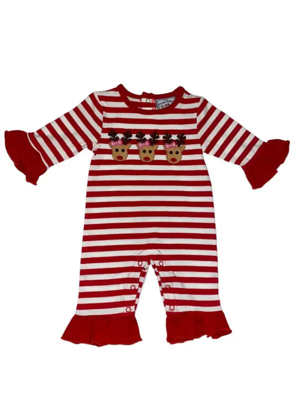 REINDEER APPLIQUE GIRLS ROMPER