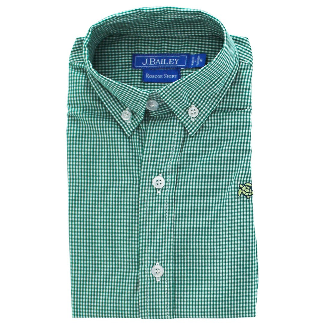 ROSCOE BUTTON DOWN SHIRT - GREEN MICROCHECK