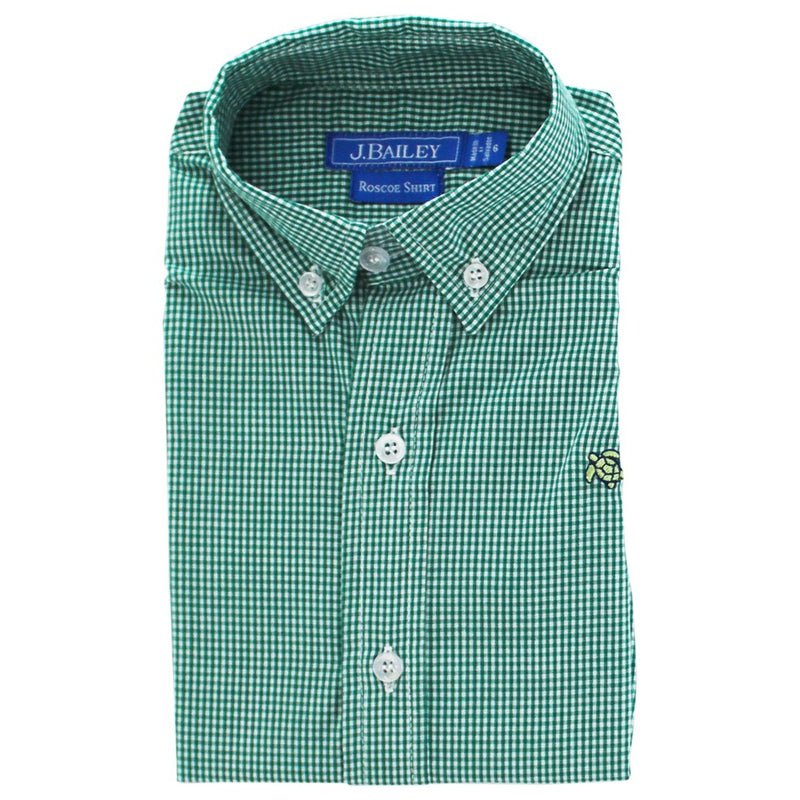 ROSCOE BUTTON DOWN SHIRT - GREEN MICROCHECK