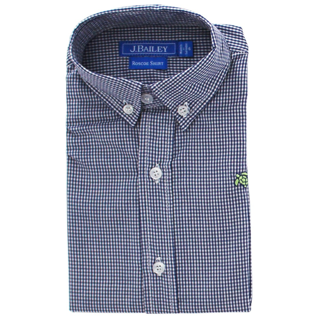 ROSCOE BUTTON DOWN SHIRT- NAVY MICROCHECK
