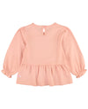 KNIT PUFF SLEEVE PEPLUM TOP FRENCH ROSE