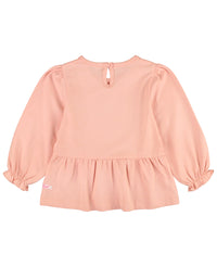 KNIT PUFF SLEEVE PEPLUM TOP FRENCH ROSE