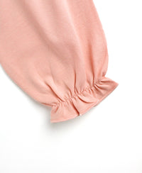 KNIT PUFF SLEEVE PEPLUM TOP FRENCH ROSE