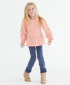 KNIT PUFF SLEEVE PEPLUM TOP FRENCH ROSE