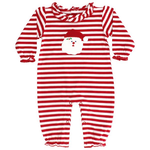 SANTA APPLIQUE INFANT GIRLS ROMPER