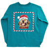 LONG SLEEVE LOGO TEE - SANTA DOG/TEAL