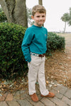 LONG SLEEVE LOGO TEE - SANTA DOG/TEAL
