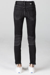 TWEEN BLACK WASH RAW HEM SKINNY JEANS