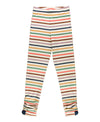 GIRLS RUCHED BOW LEGGINGS SUNRISE RAINBOW STRIPE