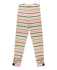 GIRLS RUCHED BOW LEGGINGS SUNRISE RAINBOW STRIPE