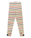 GIRLS RUCHED BOW LEGGINGS SUNRISE RAINBOW STRIPE