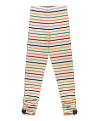 GIRLS RUCHED BOW LEGGINGS SUNRISE RAINBOW STRIPE