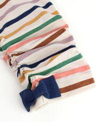 GIRLS RUCHED BOW LEGGINGS SUNRISE RAINBOW STRIPE