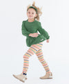 GIRLS RUCHED BOW LEGGINGS SUNRISE RAINBOW STRIPE