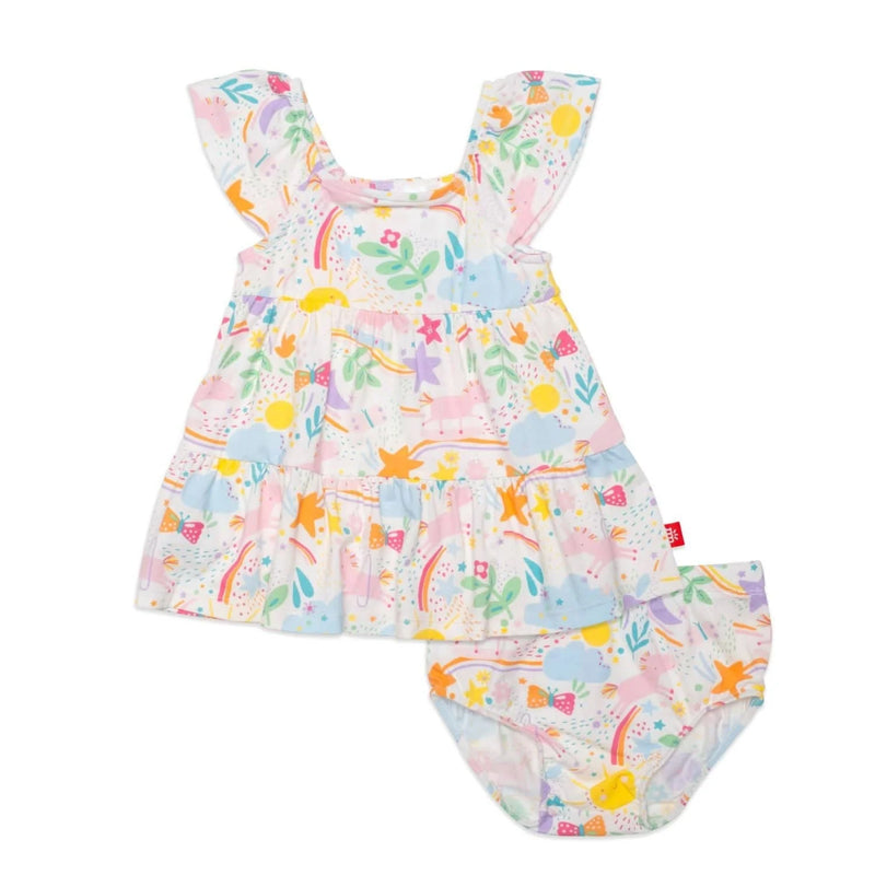 SUNNY DAY VIBES MODAL MANETIC LITTLE BABY DRESS + DIAPER COVER SET