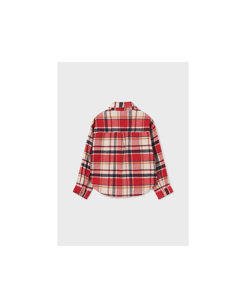 TWEEN RED AND BLACK PLAID SHACKET