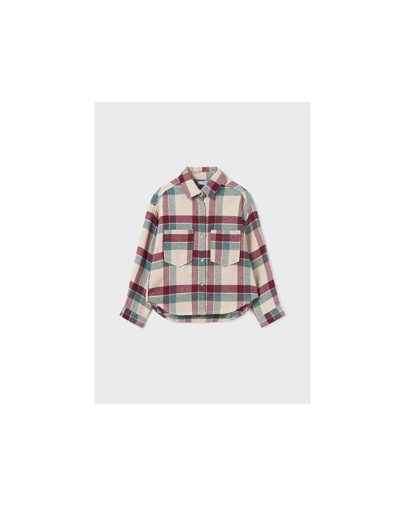 TWEEN GREEN AND MAGENTA PLAID SHACKET