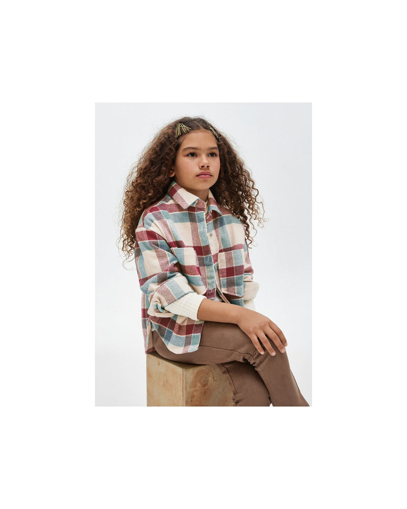 TWEEN GREEN AND MAGENTA PLAID SHACKET