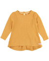WAFFLE KNIT LONG SLEEVE BOW BACK TOP HONEY