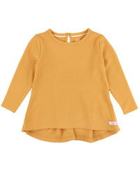 WAFFLE KNIT LONG SLEEVE BOW BACK TOP HONEY