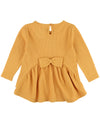 WAFFLE KNIT LONG SLEEVE BOW BACK TOP HONEY