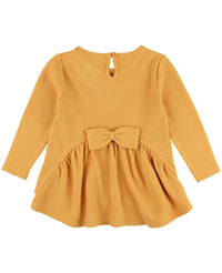 WAFFLE KNIT LONG SLEEVE BOW BACK TOP HONEY