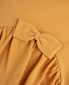 WAFFLE KNIT LONG SLEEVE BOW BACK TOP HONEY
